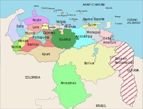 Karta Venezuelanskih država i teritorija