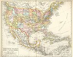 Historical map of the USA, Mexico and Central-America