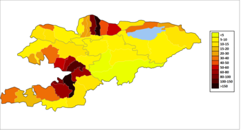 Population density (people per km ) of Kyrgyzstan, 2015 Naselenie Kirgizii za 2015.png