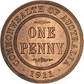 Australia, 1 penique. R/ (1911).[12]