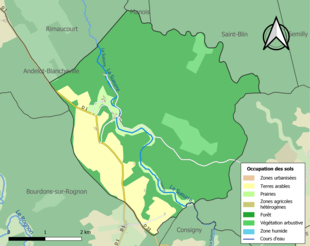 Carte en couleurs présentant l'occupation des sols.