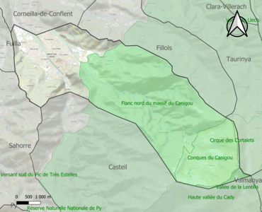 Carte des ZNIEFF de type 1 sur la commune.