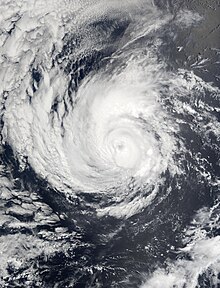 A satellite image of a hurricane over the Eastern Pacific Ocean