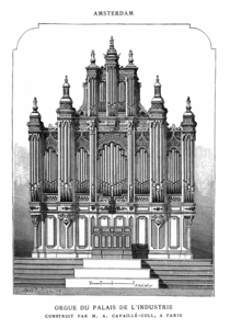 Het orgel zoals geleverd door Cavaillé-Coll (tekening 1875).