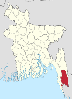 Location of Bandarban in Bangladesh