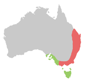 Eastern coast of New South Wales, and all of Victoria and Tasmania