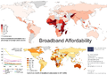 Image 14 Broadband affordability in 2011 This map presents an overview of broadband affordability, as the relationship between average yearly income per capita and the cost of a broadband subscription (data referring to 2011). Source: Information Geographies at the Oxford Internet Institute. (from Internet access)