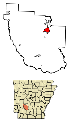 Location of Arkadelphia in Clark County, Arkansas.