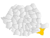 Mapa Rumunska se zvýrazněním Constanța County