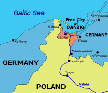 Danzig, surrounded by Germany and Poland