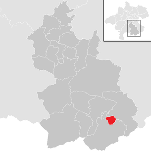 Lage der Gemeinde Edlbach im Bezirk Kirchdorf (anklickbare Karte)