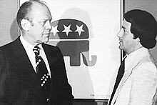 President Gerald Ford with Raul Espinoza, RNHA's first executive director, at the 1976 banquet Ford and Espinoza, 1976.jpg