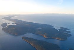 View of Galiano Island from above.