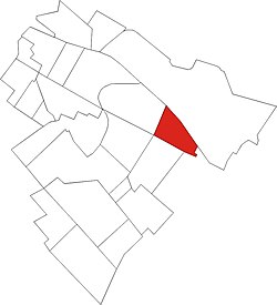 Ganztelep (pirossal) a XVIII. kerület térképén
