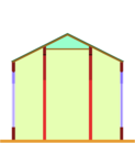 Église-halle avec plafond sur le vaisseau central et plafonds obliques sur les collatéraux.