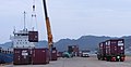 船舶による貨物代行輸送（2018年9月 岡山新港高島埠頭）