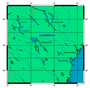 Mapa do rio Indalsälven