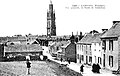 Lampaul-Guimiliau ː la route de Guimiliau vers 1920 (carte postale ND Photo).