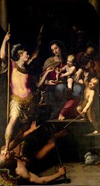 Svatá rodina, Jan Křtitel a archanděl Michael
