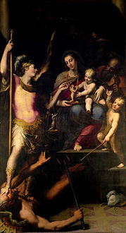 Η Αγία Οικογένεια με τον Άγιο Ιωάννη και τον Αρχάγγελο Μιχαήλ, San Giacomo Maggiore, Μπολόνια