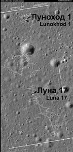 Lloc d'allunatge de Luna 17 i Lunokhod 1 fotografiat per LRO