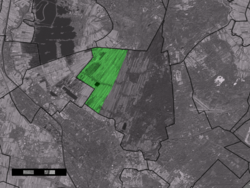 The town centre (dark green) and the statistical district (light green) of Westbroek in the municipality of De Bilt.