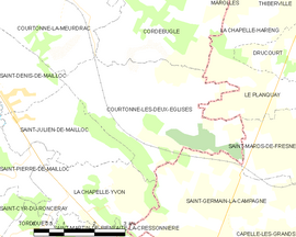 Mapa obce Courtonne-les-Deux-Églises