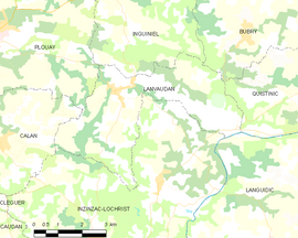 Mapa obce Lanvaudan