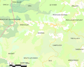 Mapa obce Sournia