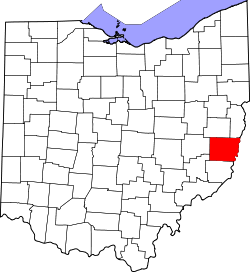 map of Ohio highlighting Belmont County