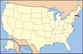 Map of the United States with ماساچوست highlighted