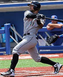 L.J Mazzilli June 16, 2019 with the Long Island Ducks in High Point, NC