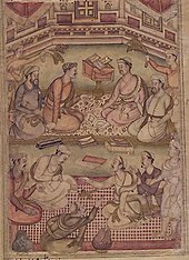 A Debate among Scholars, Razmnama illustration Mughal43.jpg