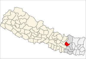 Okhaldhunga District i Sagarmatha Zone (grå) i Eastern Development Region (grå + lysegrå)