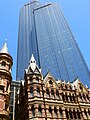 Collins Street, Melbourne 19th-century "boom style" buildings contrast with 20th-century corporate skyscrapers in urban Australia