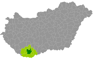 okres Pécs na mapě Maďarska