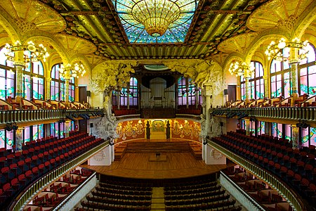 Interior of Palau de la Música Catalana in Barcelona (1905-1909)