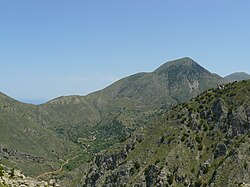 Blick auf Panagia im Avgo-Hochtal am Fuße des Pembonas