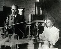 Pierre and Marie Curie in their Paris laboratory, before 1907 Pierre and Marie Curie.jpg