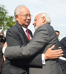 Indian Prime Minister Narendra Modi meeting Najib in Putrajaya, Malaysia on 23 November 2015 Prime Minister Narendra Modi with PM Najib Razak of Malaysia (3).jpg