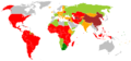 Mapa das repúblicas atuais no mundo. Com exceção dos países em cinza, todos os demais são repúblicas.