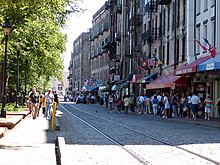 Savannah's River Street is a popular tourist destination Savannah river street.jpg