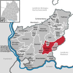 Elhelyezkedése Baden-Württemberg térképén