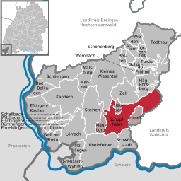 Läget för Schopfheim i Landkreis Lörrach