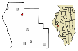 Location of Exeter in Scott County, Illinois.