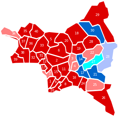 Nuance politique des cantons de la Seine-Saint-Denis en 1981.