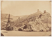 The Leander at the entrance of Balaklava harbour, 1855