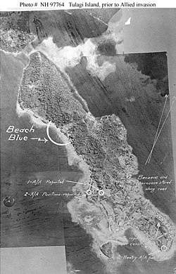 Letecká fotografie Tulagi pořízená v létě 1942