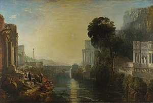 Dido constrúe Cartago, ou o auxe do reino cartaxinés (1815), de Joseph Mallord William Turner, National Gallery, inspirada na obra de Lorrain.
