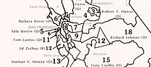 The 11th district that Lantos served from 1981 until 1993 included a small portion of San Francisco, as well as Daly City and San Mateo.